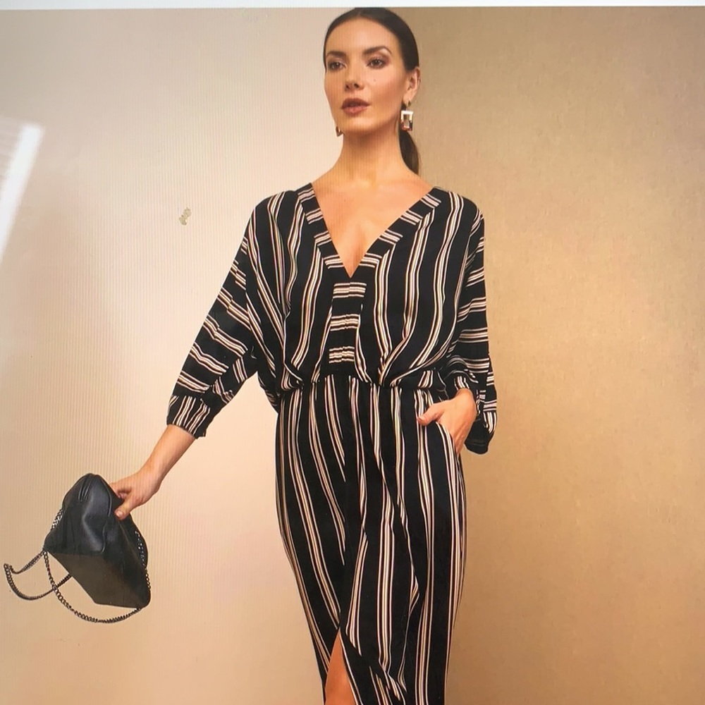 Aura The Label Striped Midi Dress